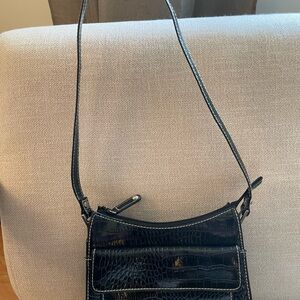 Black Croc-Embossed Shoulder Bag Liz Claiborne villager
